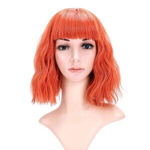 Orange Hair Wigs With Air Bangs